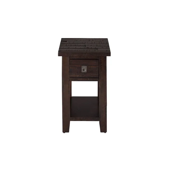 Jofran Kona Grove Distressed Rustic Solid Acacia Chairside End Table with Shelf