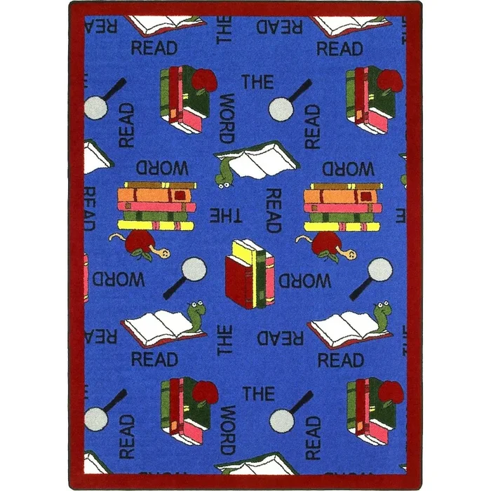 Joy Carpets Kid Essentials Read the Word 5’4 x 7’8 Area Rug in Color Multi