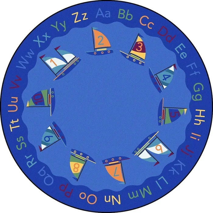 Joy Carpets Kid Essentials Smooth Sailing 13’2 Round Area Rug in Color Multi