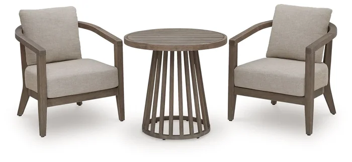 Joy Lagoon – Outdoor Chairs With Cushions/Table (Set of 3) – Beige