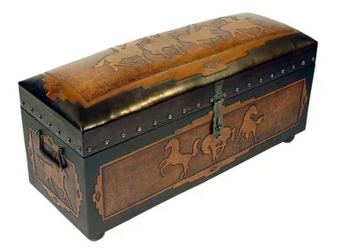 Jumbo Trunk Bench with Side Posse – Horses sides – Two Toned
