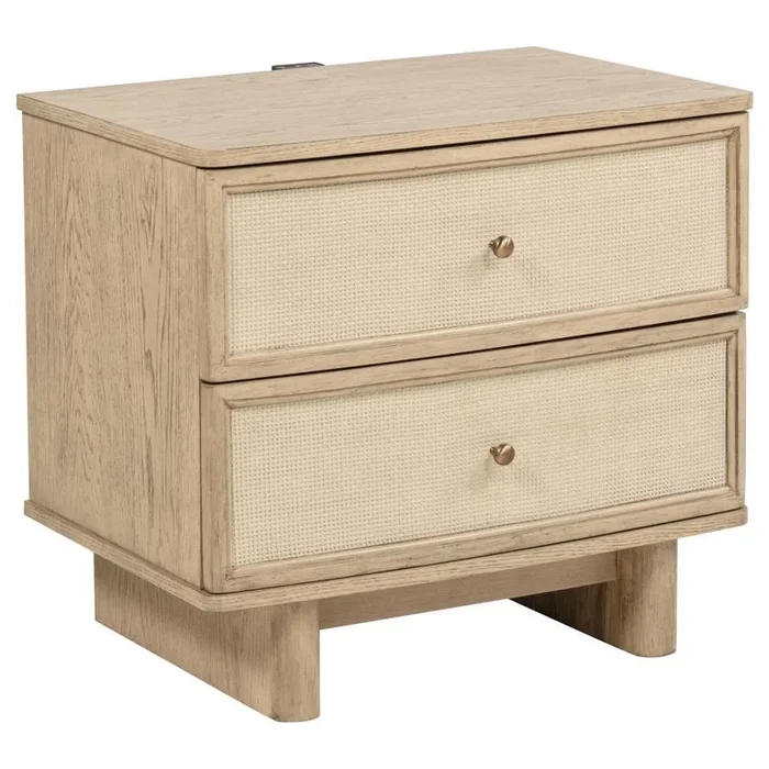 Kailani – 2-Drawer Nightstand Bedside Table – Beige Oak