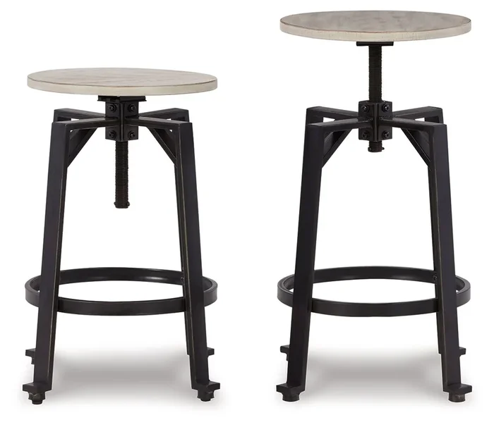 Karisslyn – Swivel Stool (Set of 2) – Whitewash / Black