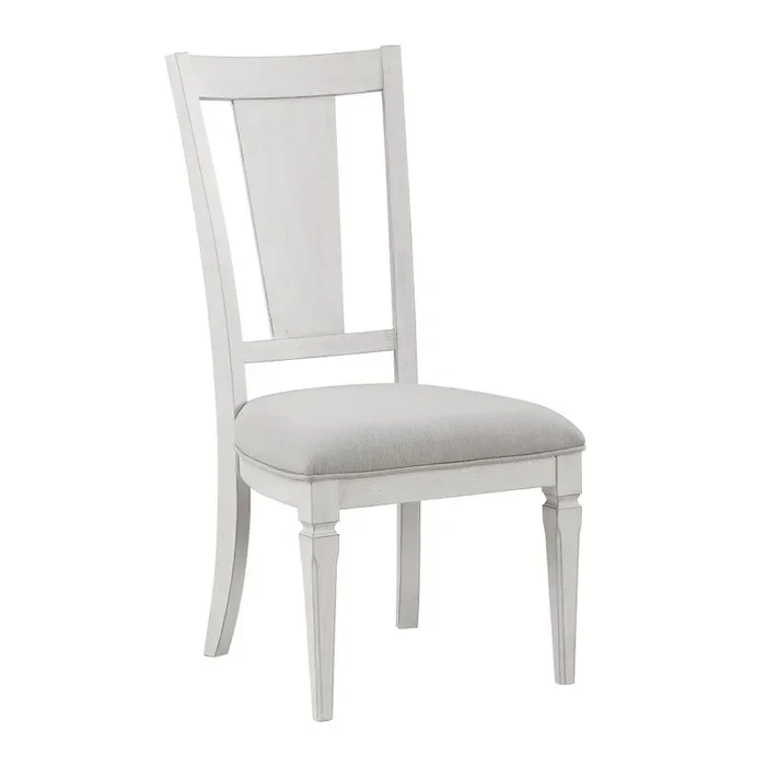 Kate 24 Inch Side Dining Chair Set of 2, Light Gray Linen, White Wood Frame – Benzara