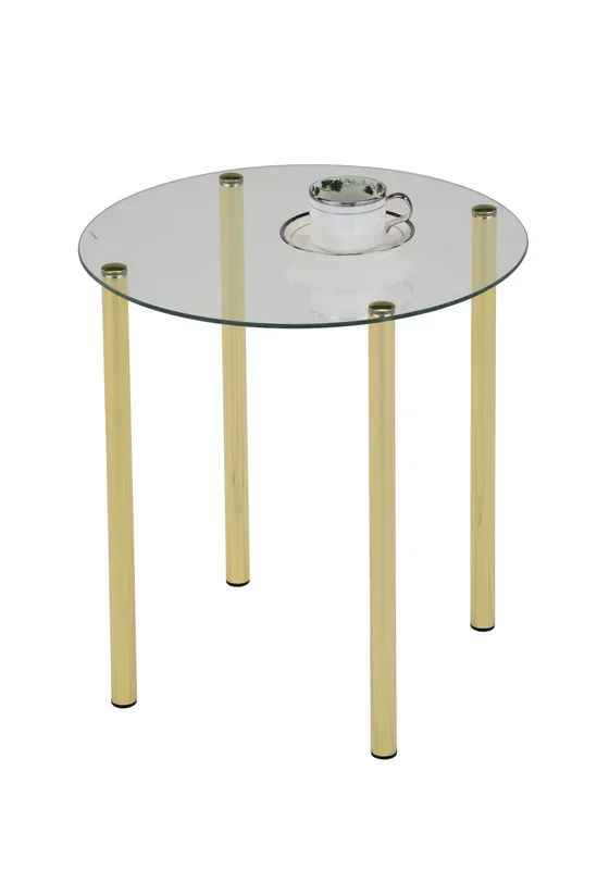 Kings Brand Furniture – Milnai Round Side End Accent Table, Gold Metal/Glass