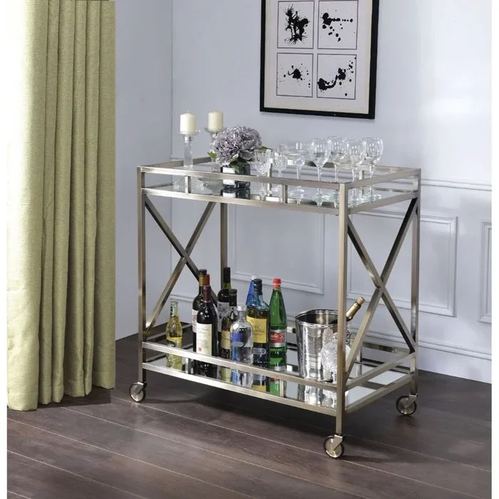 Kristensen – Serving Cart – Mirrored & Antique Gold