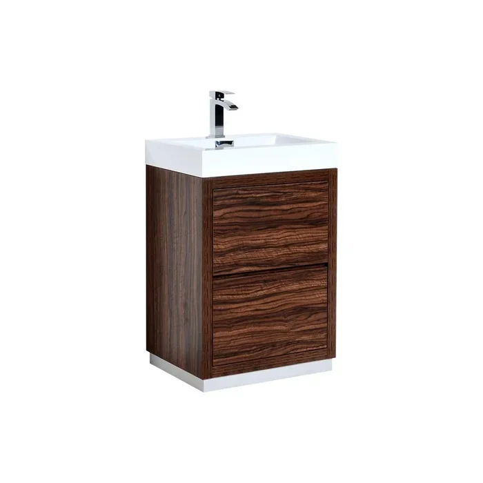 KubeBath Bliss 30 in. Free Standing Modern Bathroom Vanity – Walnut, FMB30-WNT