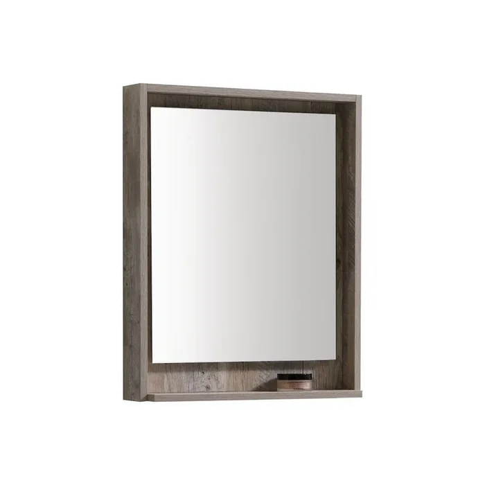 Kubebath Bosco 24 Framed Mirror With Shelve – Nature Wood Finish