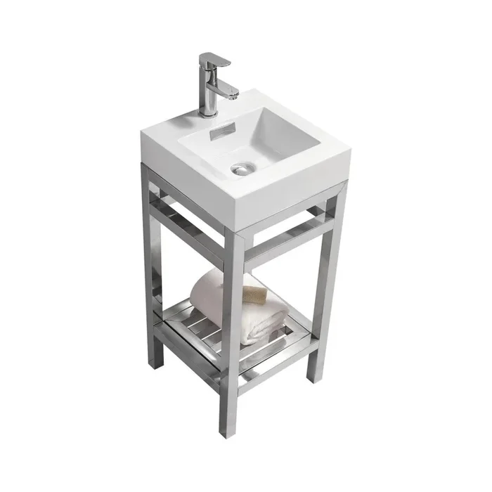 KubeBath Cisco 16 in. Stainless Steel Console with Acrylic Sink – Chrome, AC16