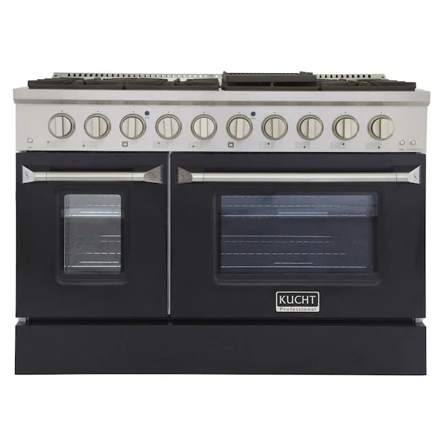 Kucht 48″ Pro-Style Propane Gas Dual Fuel Range with 4 Burners in Black, KDF482/LP-K