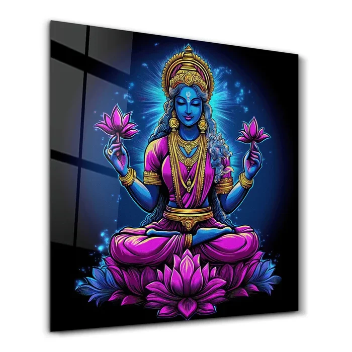 Lakshmi Goddess of Wealth | Glass Wall Art