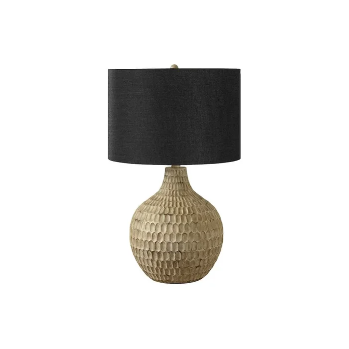 Lighting, 25″H, Table Lamp, Black Shade, Brown Resin, Contemporary