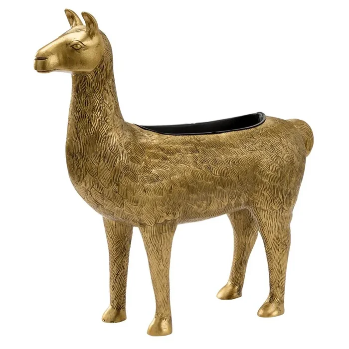 Llama Drama Antique Brass Planter