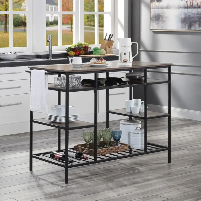 Lona – Kitchen Island – Rustic Oak & Black