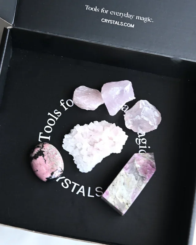 Love + Compassion Crystal Kit – Rhodonite, Pink Halite, Pink Tourmalin