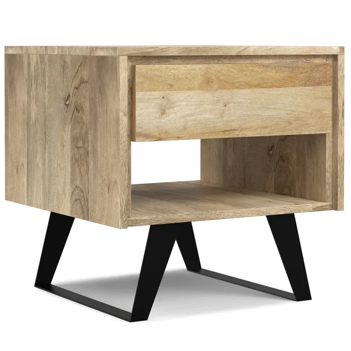 Lowry Modern Industrial 22 inch Wide Metal End Side Table in Natural