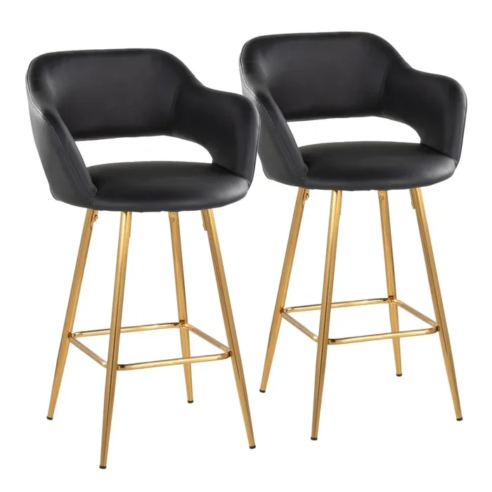 Margarite – 26″ Fixed-Height Counter Stool – Gold Metal (Set of 2)