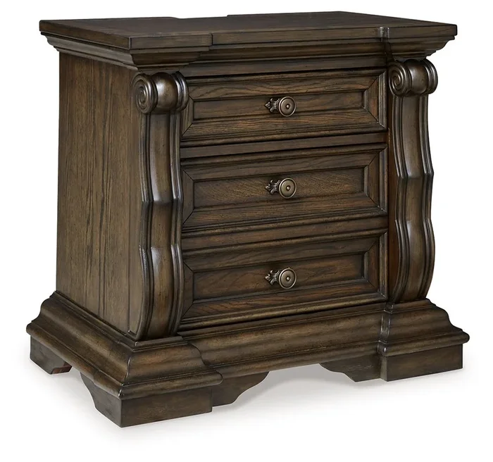 Maylee – Three Drawer Night Stand – Dark Brown