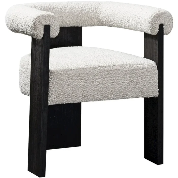 Meridian Furniture Barrel Cream Boucle Fabric Dining Chair