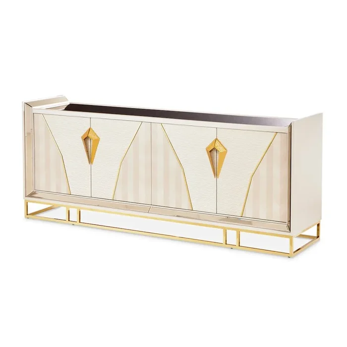Michael Amini Carmela Console Table – Shimmer Ivory