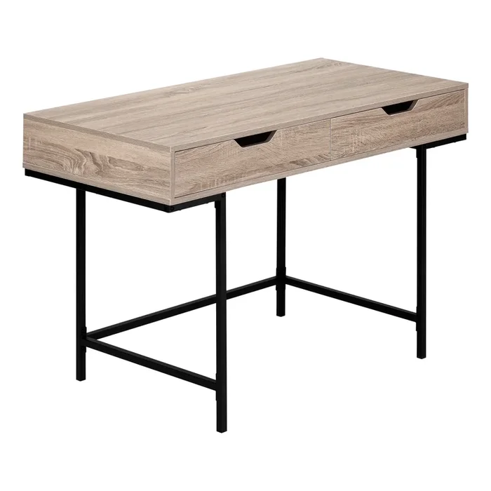 Monarch Specialties I 7555 Computer Desk, Home Office, Laptop, Storage Drawers, 48″L, Work, Metal, Laminate, Brown, Black, Contemporary, Modern