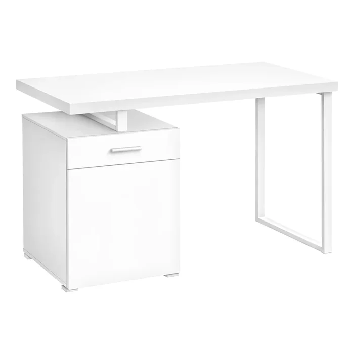 Monarch Specialties I 7760 Computer Desk, Home Office, Laptop, Left, Right Set-up, Storage Drawers, 48″L, Work, Metal, Laminate, White, Contemporary, Modern