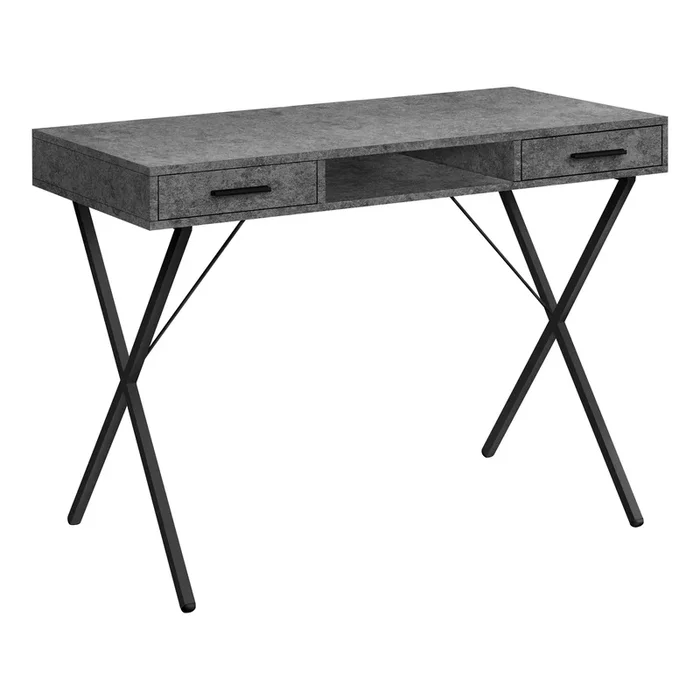 Monarch Specialties I 7795 Computer Desk, Home Office, Laptop, Left, Right Set-up, Storage Drawers, 42″L, Work, Metal, Laminate, Grey, Black, Contemporary, Modern