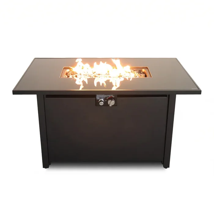 Mondawe 25″ H x 42″ W Steel Outdoor Weather-Resistant Fire Pit Table with Lid