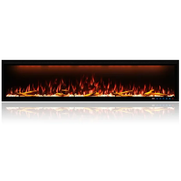 MONDAWE 74″ Wall Mounted Embedded Electric Fireplace, 60Hz, 110-120 Volt, 1500W, With Overheat Protection Device
