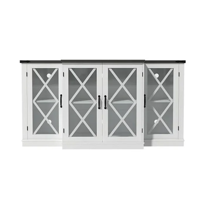 Mondawe Farmhouse 63 Inch TV Stand,Living Room Wooden Media TV Console