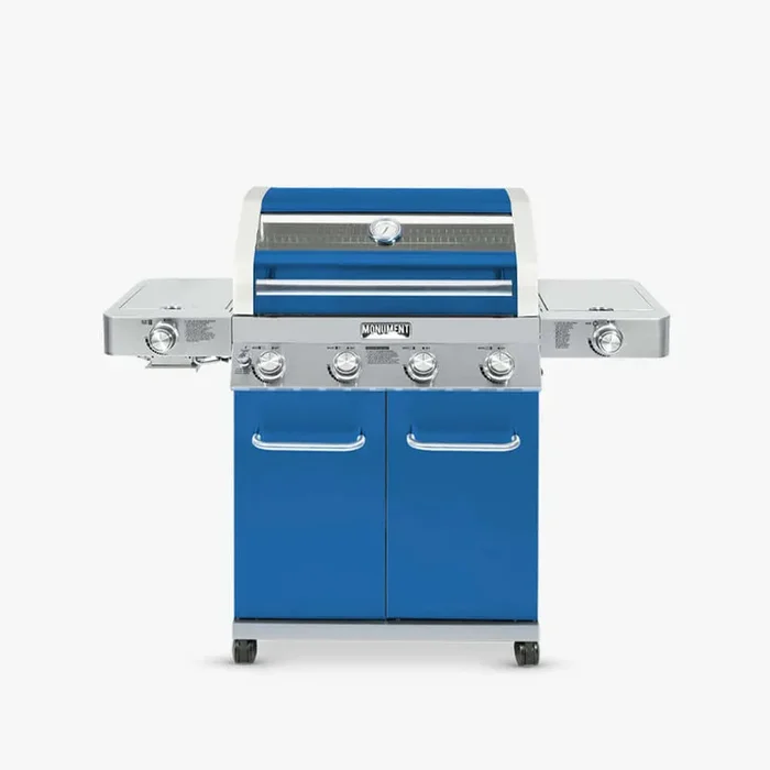 Monument Grills Classic 35633B Series | 4 Burner Propane Gas Grill in Blue