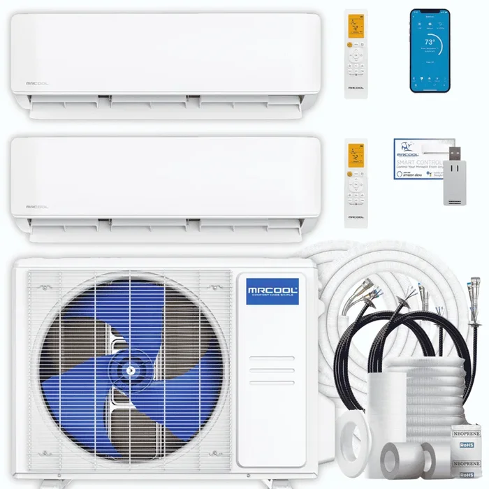 MRCOOL DIY 5th Gen 2-Zone 24,000 BTU Ductless Mini Split Air Conditioner & Heat Pump with Pre-Charged Line Sets (6K+18K), DIYM236HP