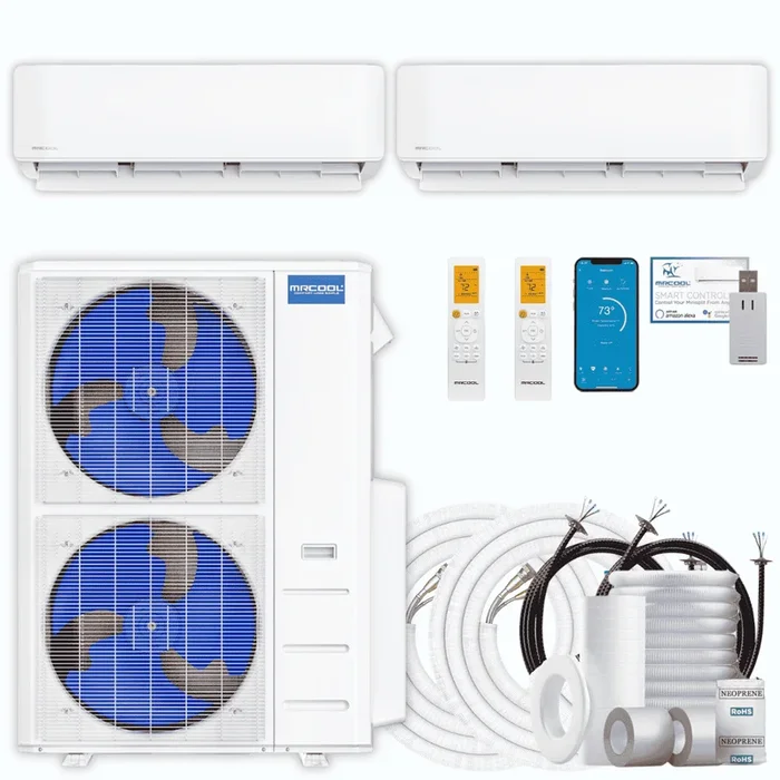 MRCOOL DIY 5th Gen 2-Zone 42,000 BTU Ductless Mini Split Air Conditioner & Heat Pump with Pre-Charged Line Sets (18K+24K), DIYM255HP