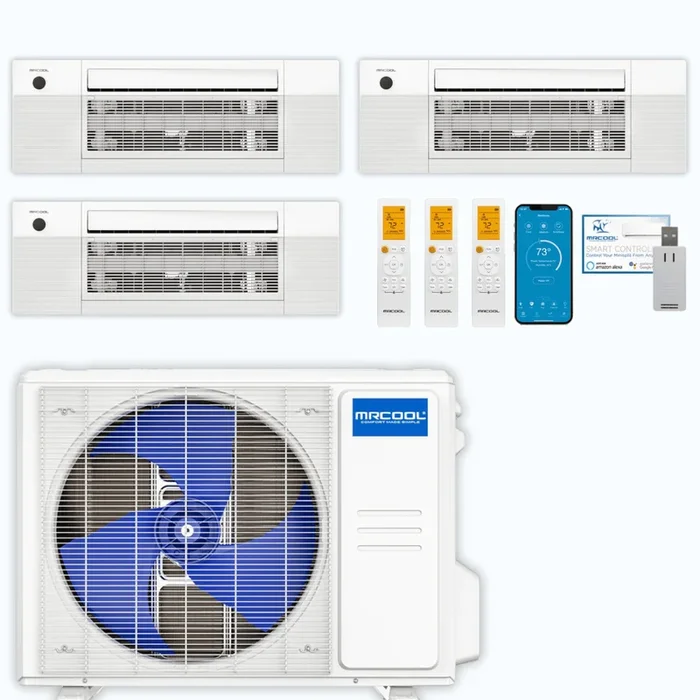MRCOOL DIY 5th Gen 3-Zone 36,000 BTU Ceiling Cassette Ductless Mini Split Air Conditioner & Heat Pump (6K+12K+18K), DIY3-BC-36HP