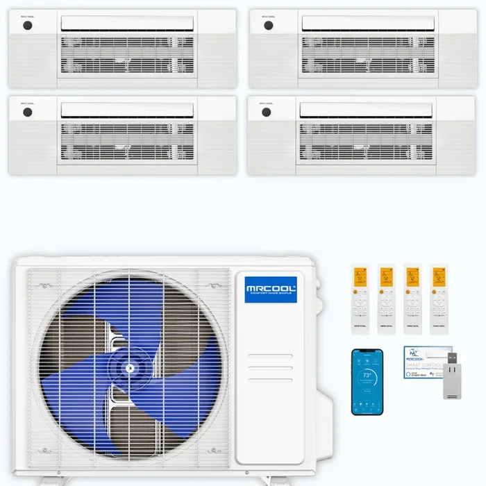 MRCOOL DIY 5th Gen 4-Zone 24,000 BTU Ceiling Cassette Ductless Mini Split Air Conditioner & Heat Pump (6K+6K+6K+6K), DIY4-BC-27HP