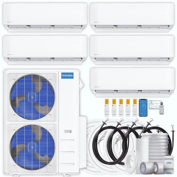 MRCOOL DIY 5th Gen 5-Zone 39,000 BTU Ductless Mini Split Air Conditioner & Heat Pump with Pre-Charged Line Sets (6K+6K+6K+9K+12K), DIYM548HP