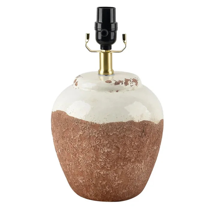 Natural Ceramic Two-Toned Textured Small Lamp Base, 12″