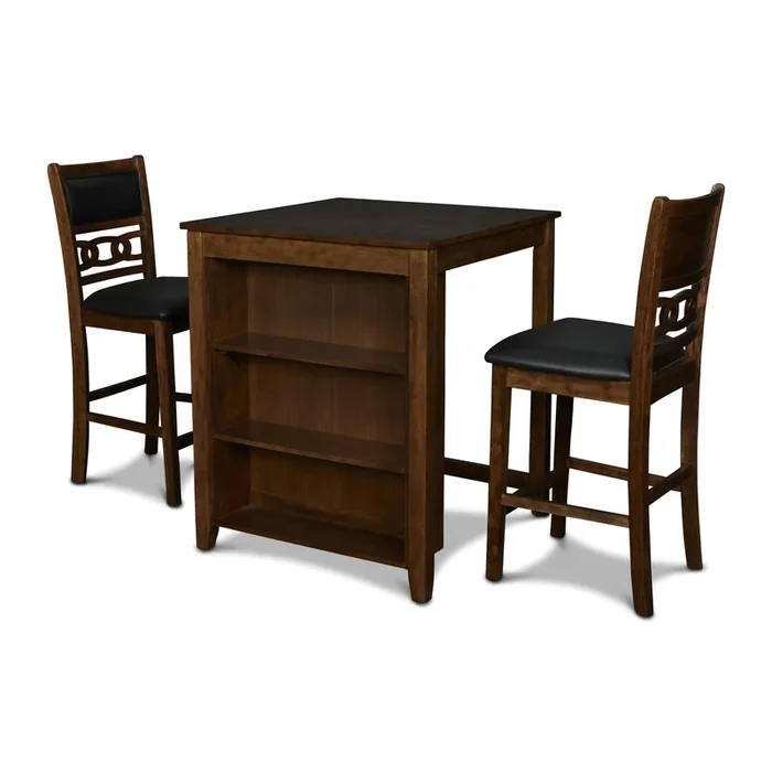 New Classic Furniture Gia D1701-32S-BRN 30″ Counter Table W/2 Chairs & Stg Shelf – Brown