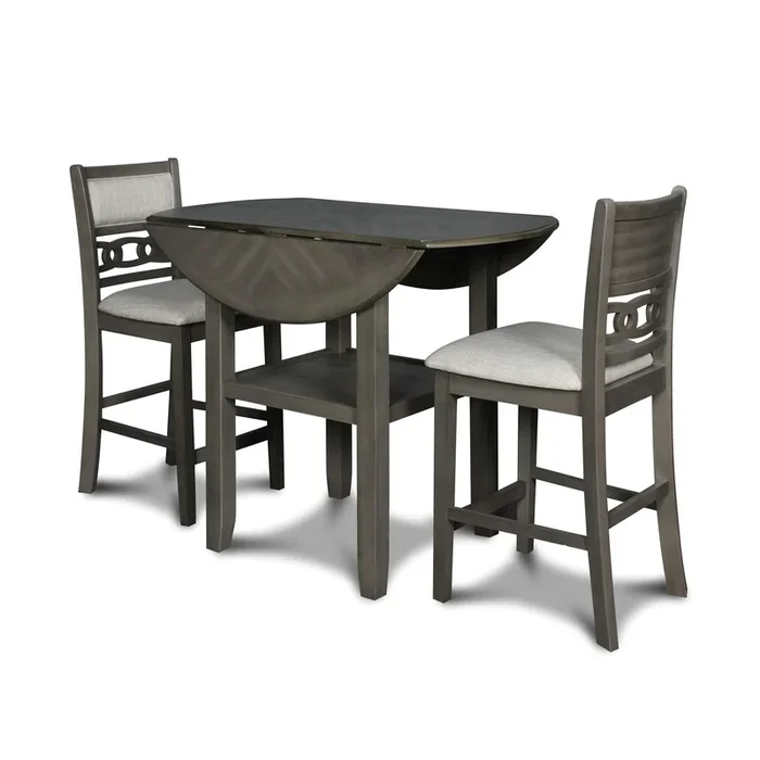 New Classic Furniture Gia D1701-42S-GRY 42″ Counter Drop Leaf Table W/2 Chairs – Gray
