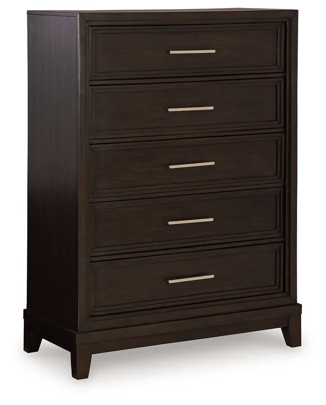 Neymorton – Five Drawer Chest – Dark Grayish Brown