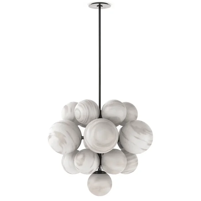 Nova Chandelier, Black Gunmetal/Marble Glass by Four Hands