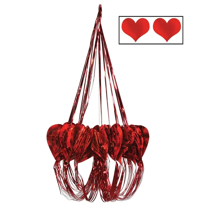 Pack of 6 Red Sweetest Day and Valentine’s Heart Chandelier Hanging Decorations 35″