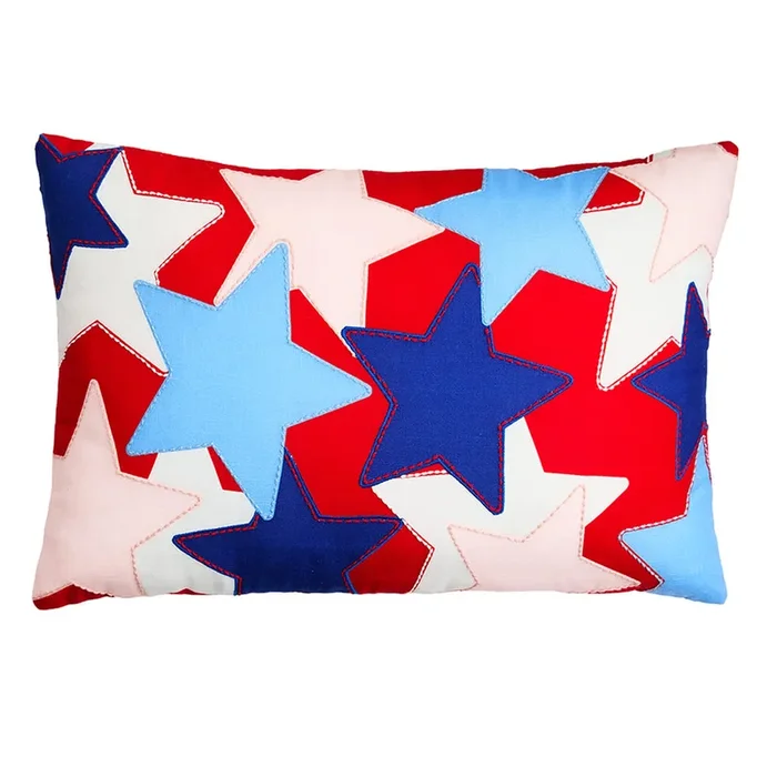 Patriotic Stars Outdoor Lumbar Throw Pillow, 14×20