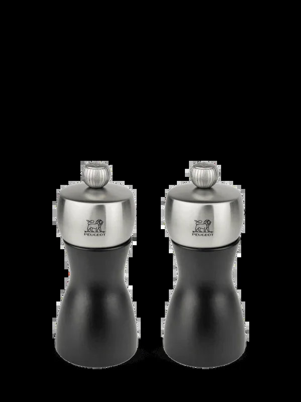 Peugeot Fidji Set Pepper and Salt Mill in Black Wood/Stainless 12 cm – 5in