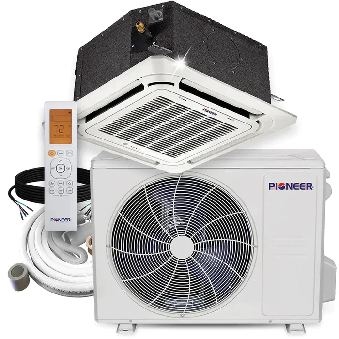 Pioneer® 18,000 BTU 20.5 SEER 8-Way Compact Cassette Mini-Split Air Conditioner Heat Pump System with 33 ft. Line Sets, CYB018GMFILCAD-33