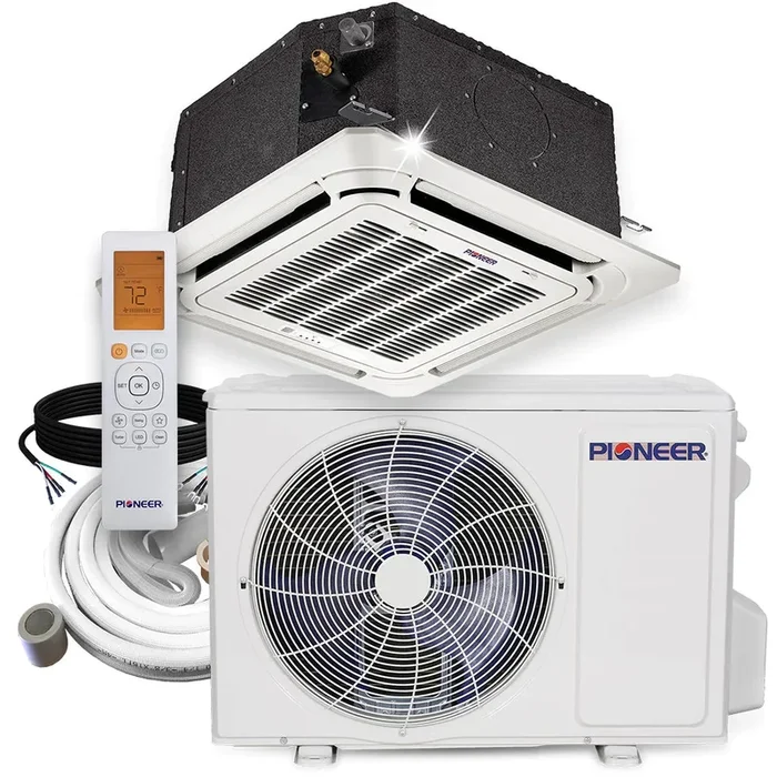 Pioneer® 9,000 BTU 20 SEER 8-Way Compact Cassette Mini-Split Air Conditioner Heat Pump System with 10 ft. Line Sets, CYB009GMFILCAD-10