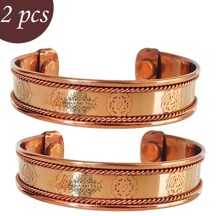Pure Copper Kada With Thread On Edge Design