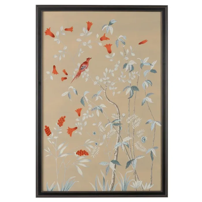 Red Silk Watercolor in Hammered Frame