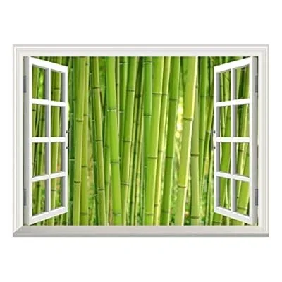 Removable Wall Sticker/Wall Mural – Bamboo Growing in Dense Forest | Creative Window View Home Decor/Wall Decor – 36