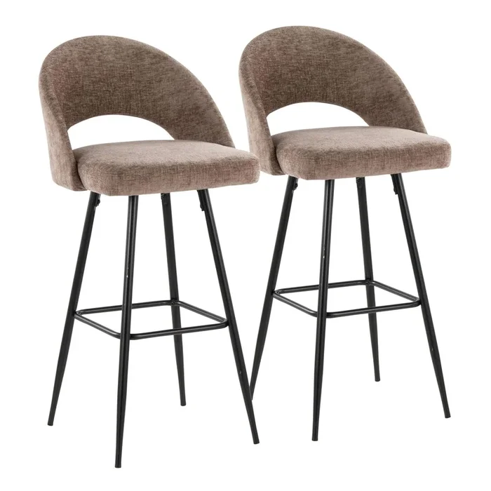 Renee – Upholstered Fixed-Height Barstool (Set of 2) – Black Base